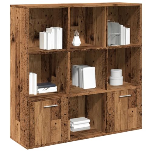 THOYTOUI Bücherschrank, Hängendes Regal Anrichte Leiter Regale Regale Verwendbar für Küche Wohnbereich Arbeitszimmer Korridor Altholz Optik 98x29x97,5 cm Holzwerkstoff von THOYTOUI