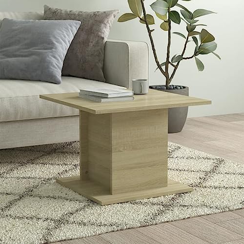 THOYTOUI Couchtisch, Niedriger Tisch Dekorationsschrank Vitrinenschrank Coffee Table Geeignet für Wohnung Versammlungsraum Büro Stube Sonoma-Eiche 55.5x55.5x40 cm Holzwerkstoff von THOYTOUI