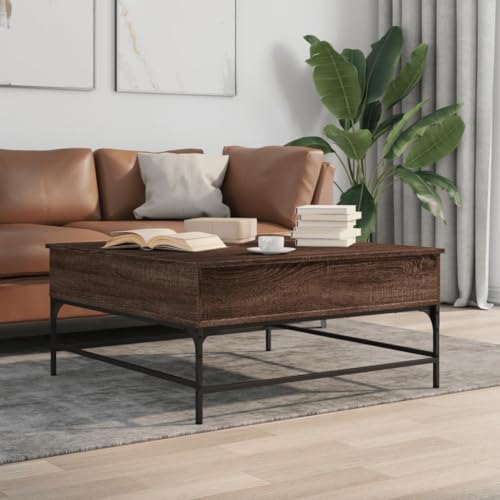 THOYTOUI Couchtisch Braun Eichen-Optik 95x95x45 cm Holzwerkstoff Metall, Coffee Table Sofatisch Tisch Wohnzimmer Beistelltisch Geeignet für Hotel Wohnzimmer Wohnung Büro THOYTOUI Couchtisch Braun Eichen-Optik 95x95x45 cm Holzwerkstoff Metall, Coffee Table Sofatisch Tisch Wohnzimmer Beistelltisch Geeignet für Hotel Wohnzimmer Wohnung Büro von THOYTOUI