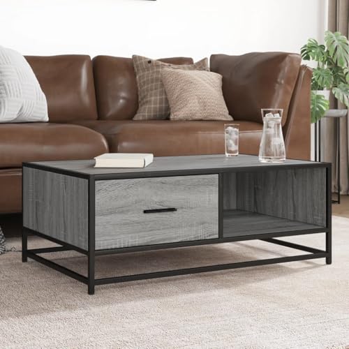 THOYTOUI Couchtisch Grau Sonoma 90x57x35 cm Holzwerkstoff und Metall, Beistelltisch Sofatisch Coffee Table Wohnzimmertisch Geeignet für Flur Teestube Wohnzimmer Büro THOYTOUI Couchtisch Grau Sonoma 90x57x35 cm Holzwerkstoff und Metall, Beistelltisch Sofatisch Coffee Table Wohnzimmertisch Geeignet für Flur Teestube Wohnzimmer Büro von THOYTOUI