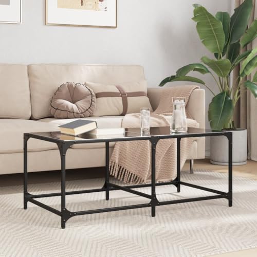 THOYTOUI Couchtisch mit Glasplatte Schwarz 98,5x50x40 cm Stahl, Wohnzimmertisch Beistelltisch Coffee Table Tisch Wohnzimmer Geeignet für Wohnung Flur Hotel Teestube THOYTOUI Couchtisch mit Glasplatte Schwarz 98,5x50x40 cm Stahl, Wohnzimmertisch Beistelltisch Coffee Table Tisch Wohnzimmer Geeignet für Wohnung Flur Hotel Teestube von THOYTOUI