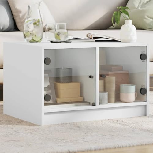 THOYTOUI Couchtisch mit Glastüren Weiß 68x50x42 cm, Beistelltisch Sofatisch Wohnzimmertisch Tisch Wohnzimmer Geeignet für Büro Teestube Wohnung Flur THOYTOUI Couchtisch mit Glastüren Weiß 68x50x42 cm, Beistelltisch Sofatisch Wohnzimmertisch Tisch Wohnzimmer Geeignet für Büro Teestube Wohnung Flur von THOYTOUI