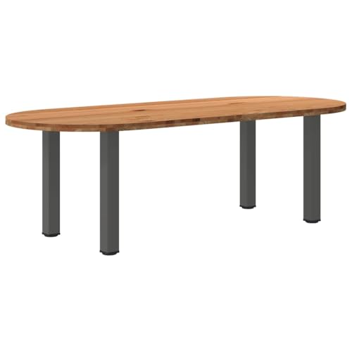 THOYTOUI Esstisch Hellbraun 240x100x74 cm Massivholz Eiche Oval, Bistrotisch Holztisch Tisch Esszimmertisch Geeignet für Küche Speisesaal Esszimmer Wohnzimmer von THOYTOUI