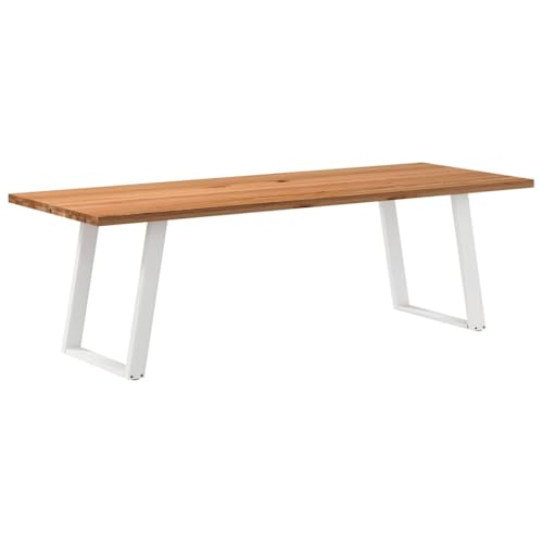 THOYTOUI Esstisch Hellbraun 240x90x74 cm Massivholz Eiche Rechteckig, Küchentisch Tisch Holztisch Dining Table Geeignet für Küche Esszimmer Speisesaal Wohnzimmer von THOYTOUI