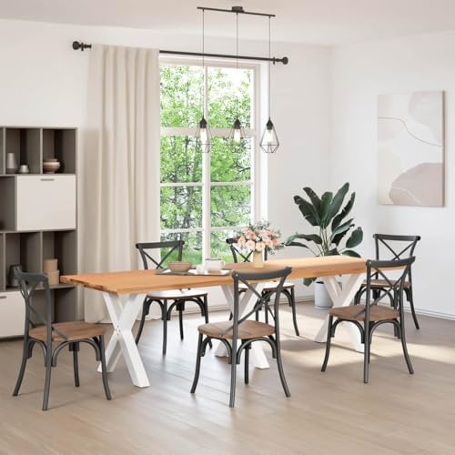 THOYTOUI Esstisch Hellbraun 280x90x74 cm Massivholz Eiche Rechteckig, Bistrotisch Holztisch Essgruppe Tisch Geeignet für Esszimmer Küche Speisesaal Wohnzimmer von THOYTOUI