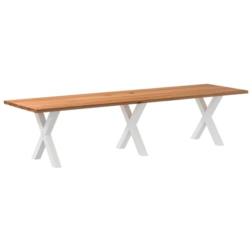 THOYTOUI Esstisch Hellbraun 320x90x74 cm Massivholz Eiche Rechteckig, Essgruppe Dining Table Bistrotisch Küchentisch Geeignet für Küche Esszimmer Speisesaal Wohnzimmer von THOYTOUI