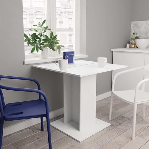 THOYTOUI Esstisch Weiß 80x80x75 cm Holzwerkstoff, Holztisch Essgruppe Bistrotisch Dining Table Geeignet für Speisesaal Esszimmer Küche Wohnzimmer von THOYTOUI