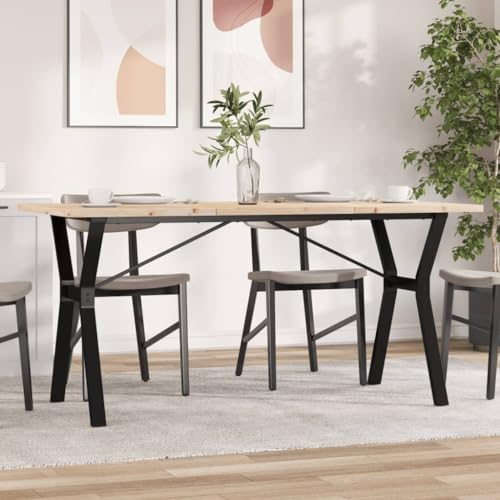 THOYTOUI Esstisch Y-Gestell 160x80x75,5 cm Massivholz Kiefer & Stahl, Essgruppe Dining Table Bistrotisch Esszimmertisch Geeignet für Esszimmer Küche Wohnzimmer Speisesaal von THOYTOUI