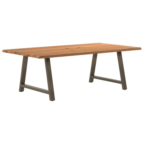 THOYTOUI Esstisch mit Baumkanten 220x120x74 cm Massivholz Eiche Rechteck, Dining Table Küchentisch Esszimmertisch Tisch Geeignet für Speisesaal Küche Wohnzimmer Esszimmer von THOYTOUI