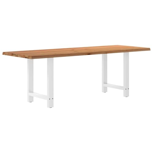 THOYTOUI Esstisch mit Baumkanten 220x80x74 cm Massivholz Eiche, Küchentisch Tisch Dining Table Holztisch Geeignet für Wohnzimmer Küche Speisesaal Esszimmer von THOYTOUI