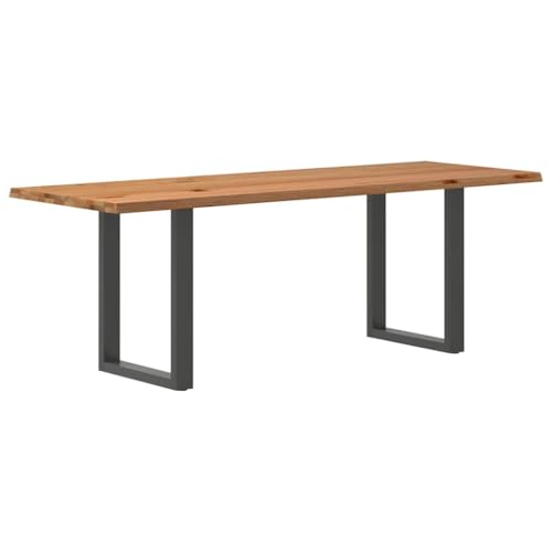 THOYTOUI Esstisch mit Baumkanten 220x80x74 cm Massivholz Eiche, Küchentisch Tisch Esszimmertisch Holztisch Geeignet für Speisesaal Esszimmer Wohnzimmer Küche von THOYTOUI