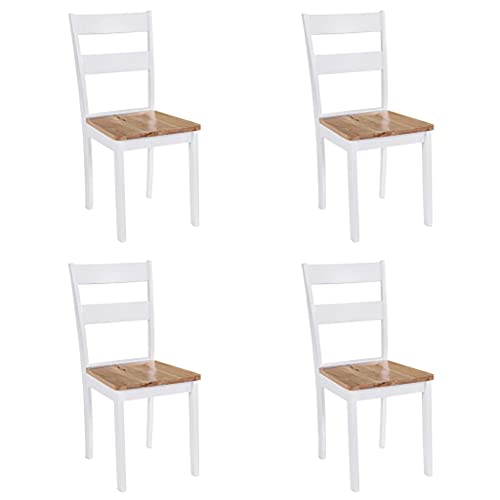 THOYTOUI Esszimmerstühle 4 STK. Küchenstühle Arbeitsstuhl Esstisch stühle Gaming-Stuhl Geeignet für Aufenthaltsraum Speisesaal Küche Schlafzimmer Weiß Kautschukbaum Massivholz von THOYTOUI