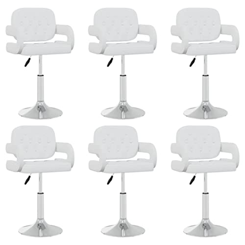 THOYTOUI Esszimmerstühle 6 STK. Dekorative Stühle Gaming-Stuhl Küchenstühle Essstühle Geeignet für Speisesaal Bar Aufenthaltsraum Arbeitszimmer Drehbar Weiß Kunstleder von THOYTOUI