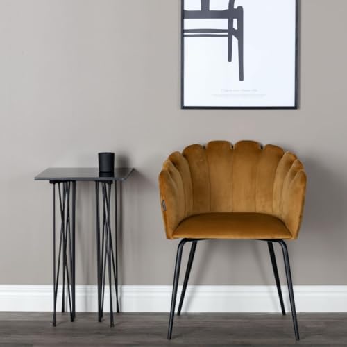THOYTOUI Esszimmerstuhl, Küchenstühle Dekorative Stühle Lounge Sessel Arbeitsstuhl Geeignet für Atelier Schlafzimmer Aufenthaltsraum Speisesaal Samt Schwarz und Gelb von THOYTOUI