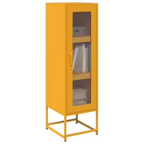 THOYTOUI Highboard, Apothekerschrank Sideboard Küchenbuffet TV-Schrank Geeignet für Corridoio Camera da letto Ufficio Cucina Senfgelb 36x39x123 cm Kaltgewalzter Stahl von THOYTOUI
