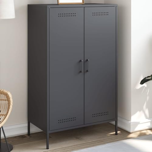 THOYTOUI Highboard, Arbeitsplatte Mehrzweckschrank Küchenbuffet Sideboard Geeignet für Ufficio Corridoio Cucina Camera da letto Anthrazit 68x39x113 cm Stahl von THOYTOUI