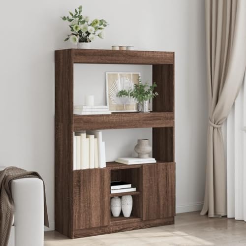 THOYTOUI Highboard, Schaukästen Hängendes Regal Mehrzweck Schränke Möbel Verwendbar für Korridor Schlafzimmer Wohnbereich Arbeitszimmer Braun Eichen Optik 92x33x140 cm Holzwerkstoff THOYTOUI Highboard, Schaukästen Hängendes Regal Mehrzweck Schränke Möbel Verwendbar für Korridor Schlafzimmer Wohnbereich Arbeitszimmer Braun Eichen Optik 92x33x140 cm Holzwerkstoff von THOYTOUI