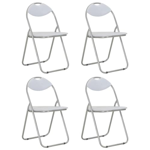 THOYTOUI Klappbare Esszimmerstühle 4 STK. Dekorative Stühle Arbeitsstuhl Esstisch stühle Essstühle Geeignet für Aufenthaltsraum Speisesaal Atelier Schlafzimmer Weiß Kunstleder von THOYTOUI