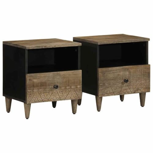 THOYTOUI Nachttisch 2er Set Hellgrau 40x33x46 cm Massivholz Mango, Beistellschrank Bedside Table Nachtschrank Nachtisch Geeignet für Schlafzimmer Wohnheim Hotel Gästezimmer THOYTOUI Nachttisch 2er Set Hellgrau 40x33x46 cm Massivholz Mango, Beistellschrank Bedside Table Nachtschrank Nachtisch Geeignet für Schlafzimmer Wohnheim Hotel Gästezimmer von THOYTOUI