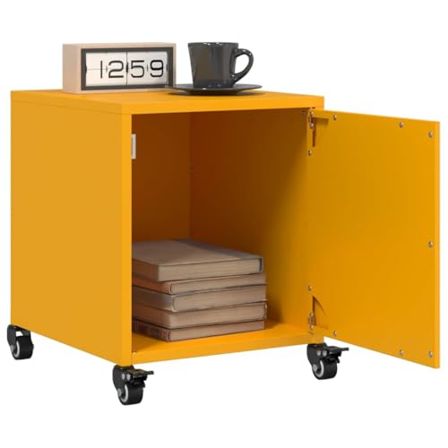 THOYTOUI Nachttisch 2er Set Senfgelb 36x39x43,5 cm Stahl, Bettkommoden Bedside Table Beistellschrank Nachtschrank Geeignet für Schlafzimmer Gästezimmer Wohnung Wohnheim von THOYTOUI