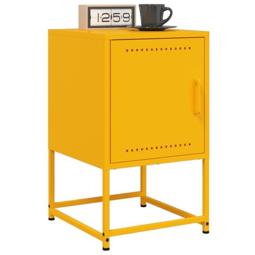 THOYTOUI Nachttisch 2er Set Senfgelb 36x39x60,5 cm Stahl, Nachtkästchen Nachtisch Nachtschrank Aufbewahrungsschrank Geeignet für Hotel Schlafzimmer Wohnung Gästezimmer von THOYTOUI