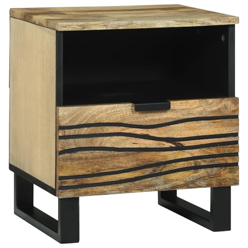 THOYTOUI Nachttisch 40x33x46 cm aus massivem Mango-Holz, Nachtkästchen Bedside Table Nachttische Aufbewahrungsschrank Geeignet für Gästezimmer Hotel Wohnung Schlafzimmer von THOYTOUI