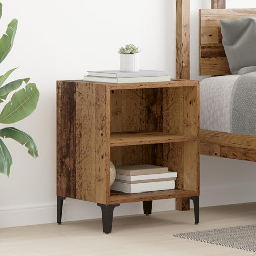 THOYTOUI Nachttisch Alte Holz 40x30x50 cm Holzwerkstoff, Beistellschrank Nachtschrank Bettkommoden Aufbewahrungsschrank Geeignet für Gästezimmer Wohnheim Wohnung Schlafzimmer von THOYTOUI