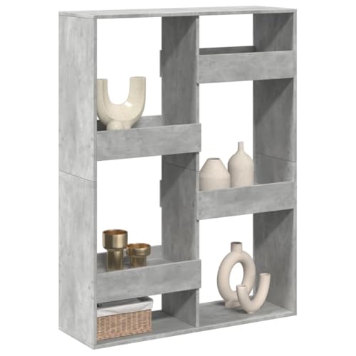 THOYTOUI Raumteiler, Leiter Regale Regale Hängendes Regal Mehrzweck Schränke Verwendbar für Schlafzimmer Arbeitszimmer Korridor Wohnbereich Betongrau 100x33x135 cm Holzwerkstoff von THOYTOUI