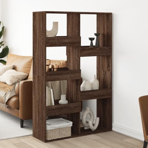 THOYTOUI Raumteiler, Möbel Leiter Regale Regale Anrichte Verwendbar für Wohnbereich Korridor Schlafzimmer Arbeitszimmer Braun Eichen Optik 100x33x155,5 cm Holzwerkstoff von THOYTOUI