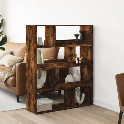 THOYTOUI Raumteiler, Möbel Regale Mehrzweck Schränke Hängendes Regal Verwendbar für Küche Wohnbereich Korridor Arbeitszimmer Räuchereiche 100x33x125,5 cm Holzwerkstoff von THOYTOUI
