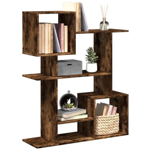 THOYTOUI Raumteiler Bücherregal, Mehrzweck Schränke Hängendes Regal Schaukästen Möbel Verwendbar für Wohnbereich Küche Schlafzimmer Arbeitszimmer Räuchereiche 92x29x112 cm Holzwerkstoff von THOYTOUI