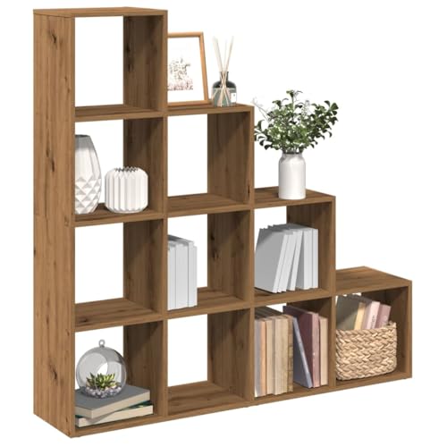 THOYTOUI Raumteiler Bücherregal, Möbel Anrichte Regale Mehrzweck Schränke Verwendbar für Korridor Arbeitszimmer Küche Wohnbereich 4 Stufen Artisan Eiche 131,5x29x131,5 cm von THOYTOUI