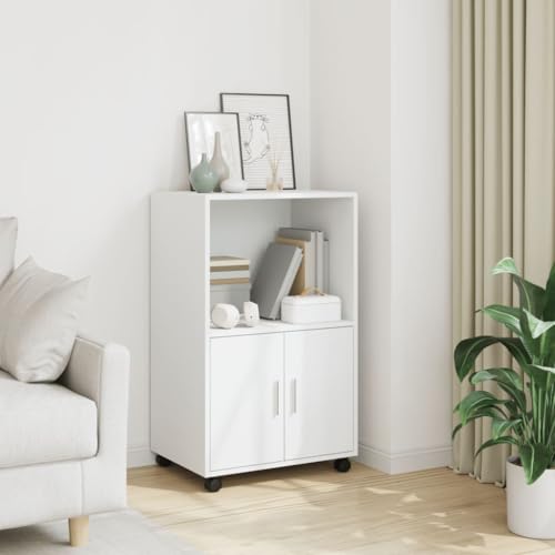 THOYTOUI Rollschrank, TV-Schrank Apothekerschrank Küchenbuffet Schränke Geeignet für Soggiorno Ufficio Cucina Camera da letto Weiß 55x40x91 cm Holzwerkstoff von THOYTOUI
