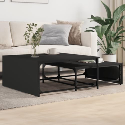 THOYTOUI Satztische 2 STK. Schwarz Holzwerkstoff und Metall, Tisch Wohnzimmer Sofatisch Side Table Couchtisch Geeignet für Wohnzimmer Wohnung Hotel Flur THOYTOUI Satztische 2 STK. Schwarz Holzwerkstoff und Metall, Tisch Wohnzimmer Sofatisch Side Table Couchtisch Geeignet für Wohnzimmer Wohnung Hotel Flur von THOYTOUI