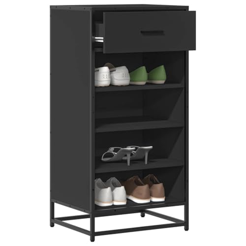 THOYTOUI Schuhregal Schwarz 48x38x97,5 cm Holzwerkstoff, Shoe Cabinet Schuhe Organizer Flurschrank Schuhständer Verfügbar für Flur Wohnheim Wohnung Wohnzimmer von THOYTOUI