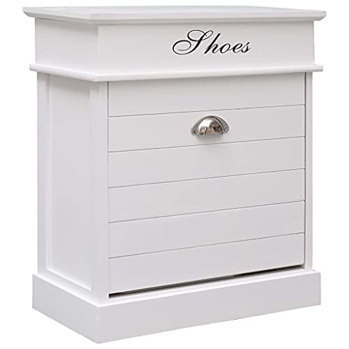 THOYTOUI Schuhschrank Weiß 50 x 28 x 58 cm Paulownia Holz, Shoe Rack Shoe Cabinet Schuhaufbewahrung Schuhständer Verfügbar für Hotel Flur Wohnheim Wohnzimmer von THOYTOUI