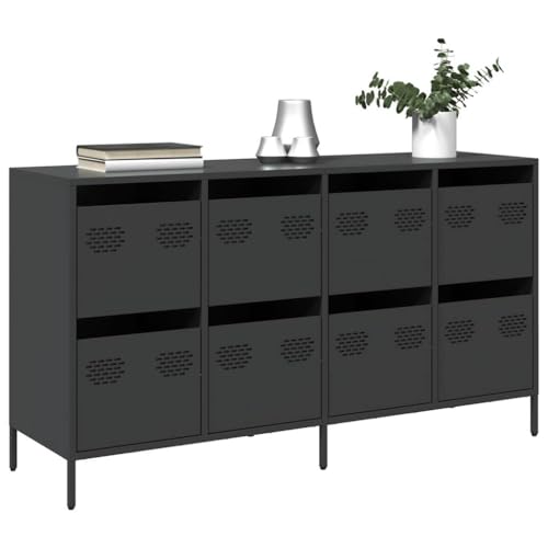 THOYTOUI Sideboard, Geschirrschrank Schränke Apothekerschrank Küchenbuffet Geeignet für Cucina Corridoio Ufficio Camera da letto Schwarz 135x39x73,5 cm Kaltgewalzter Stahl von THOYTOUI