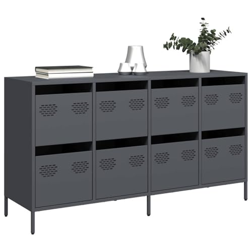 THOYTOUI Sideboard, Küchenbuffet Storage Cabinet Mehrzweckschrank Anrichte Geeignet für Corridoio Camera da letto Cucina Soggiorno Anthrazit 135x39x73,5 cm Kaltgewalzter Stahl von THOYTOUI
