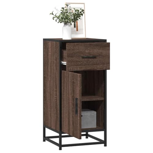 THOYTOUI Sideboard, Storage Cabinet Arbeitsplatte Buffetschrank Küchenbuffet Geeignet für Camera da letto Cucina Ufficio Corridoio Braun Eichen-Optik 35,5x35x76 cm Holzwerkstoff Metall von THOYTOUI