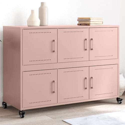 THOYTOUI Sideboard, Vitrinenschrank Küchenbuffet Geschirrschrank Schränke Geeignet für Ufficio Camera da letto Soggiorno Corridoio Rosa 100,5x39x72 cm Stahl THOYTOUI Sideboard, Vitrinenschrank Küchenbuffet Geschirrschrank Schränke Geeignet für Ufficio Camera da letto Soggiorno Corridoio Rosa 100,5x39x72 cm Stahl von THOYTOUI