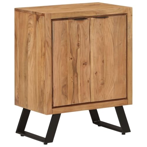 THOYTOUI Sideboard mit 2 Türen, Buffetschrank Arbeitsplatte Apothekerschrank Küchenbuffet Geeignet für Ufficio Camera da letto Corridoio Soggiorno 55x36x72 cm Massivholz Akazie von THOYTOUI