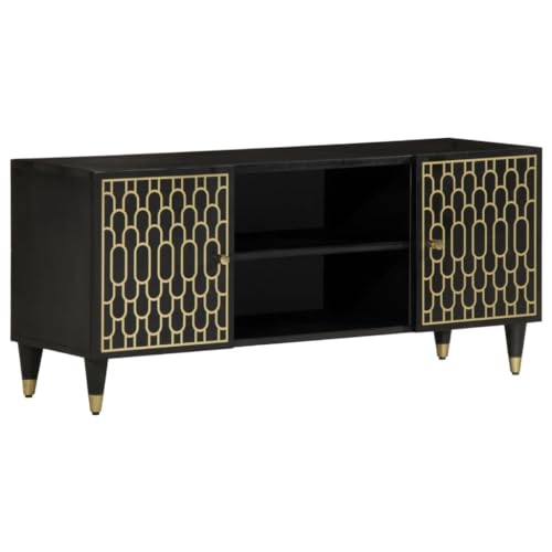 THOYTOUI TV Schrank 105x33x46 cm Massivholz Mango, Sideboard TV Board Fernseher Tisch Lowboard Geeignet für Wohnung Wohnheim Wohnzimmer Schlafzimmer von THOYTOUI