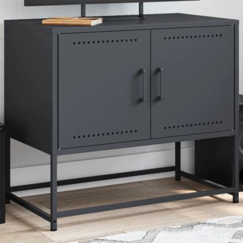THOYTOUI TV Schrank Anthrazit 68,5x39x60,5 cm Stahl, Fernsehtisch TV Board Fernseher Tisch Lowboard Geeignet für Wohnheim Hotel Wohnzimmer Schlafzimmer von THOYTOUI