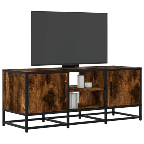 THOYTOUI TV Schrank Räuchereiche 100x35x41 cm Holzwerkstoff und Metall, Sideboard TV Board Lowboard Fernsehtisch Geeignet für Wohnung Wohnheim Wohnzimmer Schlafzimmer von THOYTOUI
