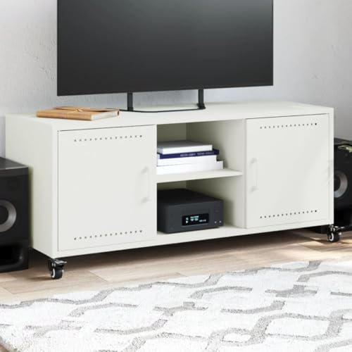 THOYTOUI TV Schrank Weiß 100,5x39x43,5 cm Stahl, Fernsehtisch Fernseher Tisch Lowboard Sideboard Geeignet für Wohnzimmer Hotel Schlafzimmer Wohnung von THOYTOUI