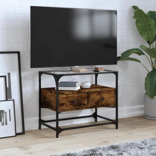 THOYTOUI TV Schrank mit Glasplatte Räuchereiche 60x35x51cm Holzwerkstoff, Fernsehschrank Fernsehtisch Lowboard Sideboard Geeignet für Hotel Wohnheim Wohnzimmer Schlafzimmer THOYTOUI TV Schrank mit Glasplatte Räuchereiche 60x35x51cm Holzwerkstoff, Fernsehschrank Fernsehtisch Lowboard Sideboard Geeignet für Hotel Wohnheim Wohnzimmer Schlafzimmer von THOYTOUI