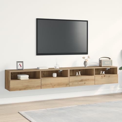 THOYTOUI TV Wandschränke 2 STK. Artisan Eiche 100x30x30 cm Holzwerkstoff, Wohnzimmer möbel Wohnzimmerwand Fernsehtisch Fernseher Tisch Geeignet für Hotel Schlafzimmer Wohnheim Wohnung von THOYTOUI