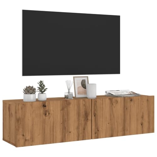 THOYTOUI TV Wandschrank Artisan Eiche 120x30x30 cm Holzwerkstoff, Fernsehschrank Wohnzimmer möbel TV Board Fernseher Tisch Geeignet für Wohnzimmer Hotel Wohnheim Schlafzimmer von THOYTOUI