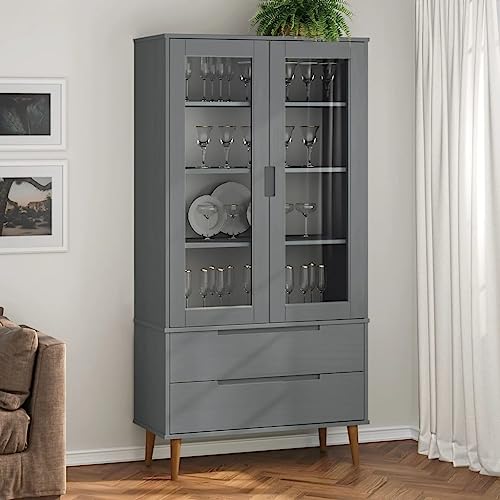 THOYTOUI Vitrinenschrank, Hängendes Regal Möbel Leiter Regale Anrichte Verwendbar für Küche Arbeitszimmer Korridor Schlafzimmer Grau 90x35x175 cm Massivholz Kiefer THOYTOUI Vitrinenschrank, Hängendes Regal Möbel Leiter Regale Anrichte Verwendbar für Küche Arbeitszimmer Korridor Schlafzimmer Grau 90x35x175 cm Massivholz Kiefer von THOYTOUI