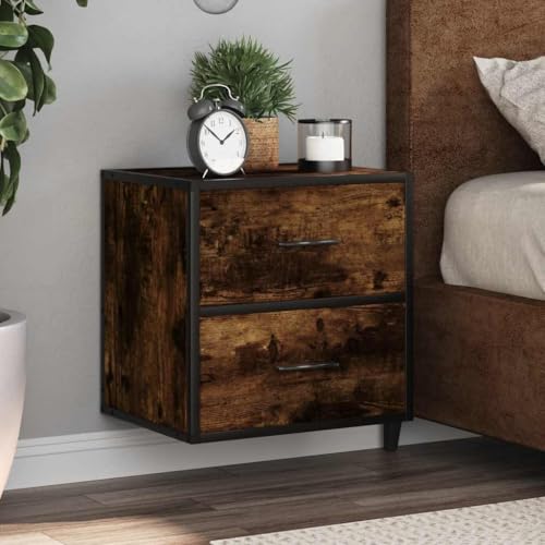 THOYTOUI Wand Nachttisch 2er Set Räuchereiche 40x31x39,5 cm, Nachtschrank Bedside Table Nachtisch Nachttisch hängend Verwendbar für Schlafzimmer Wohnheim Gästezimmer Wohnung von THOYTOUI